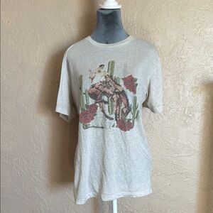 Graphic Tee with Cowboy and Roses